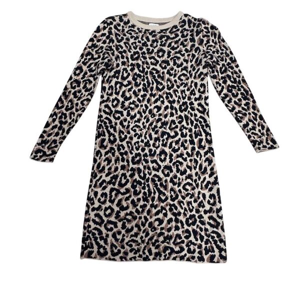 EUC J. Crew Women's Leopard Print Sweater Dress Brown Knee Length XXS - Picture 1 of 8